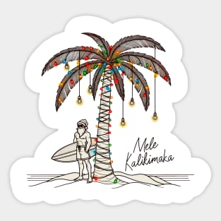 Mele Kalikimaka Hawaiian Christmas In July Hawaii Santa Sticker